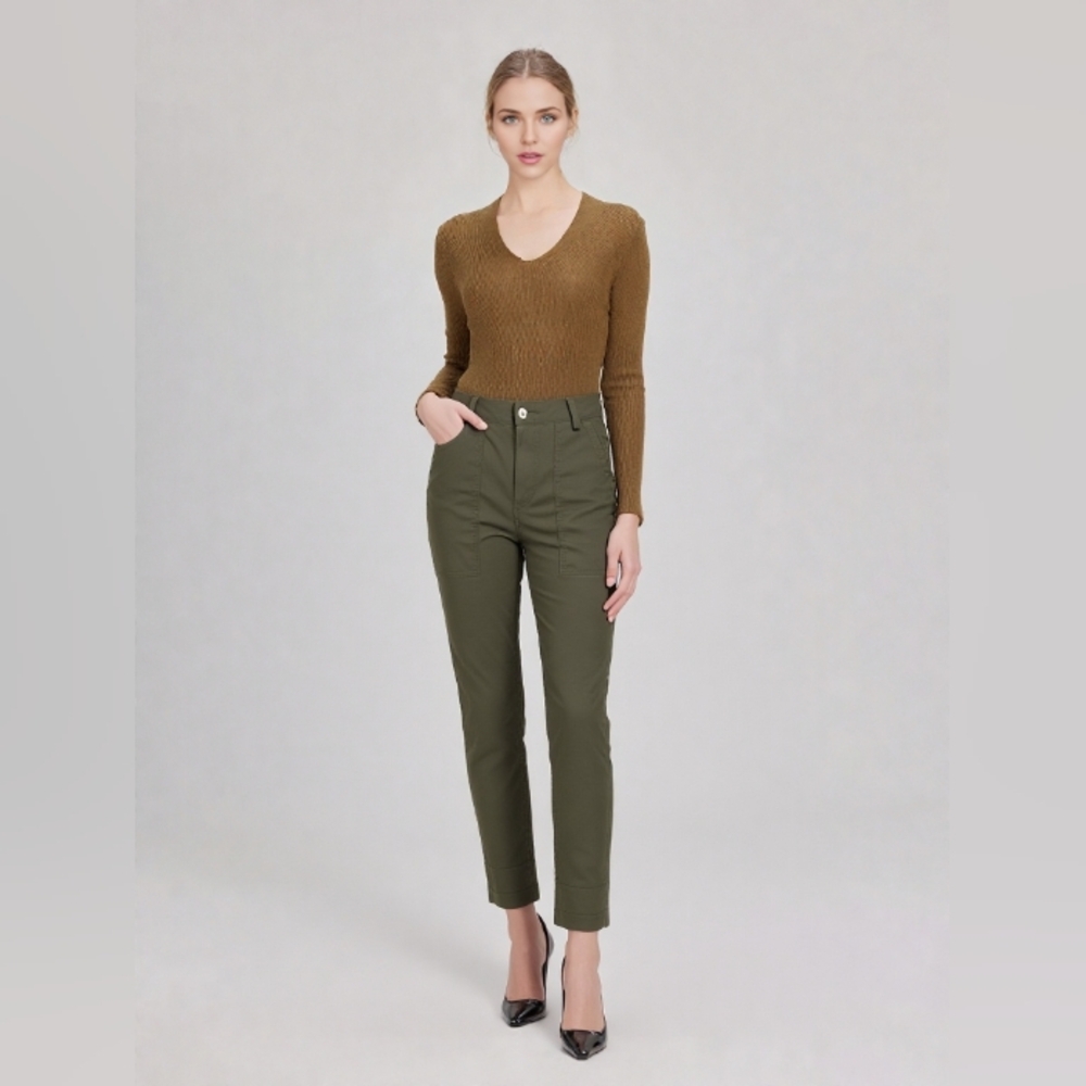 TAYLOR STITCH Khaki Green Straight Leg Trousers, size 0